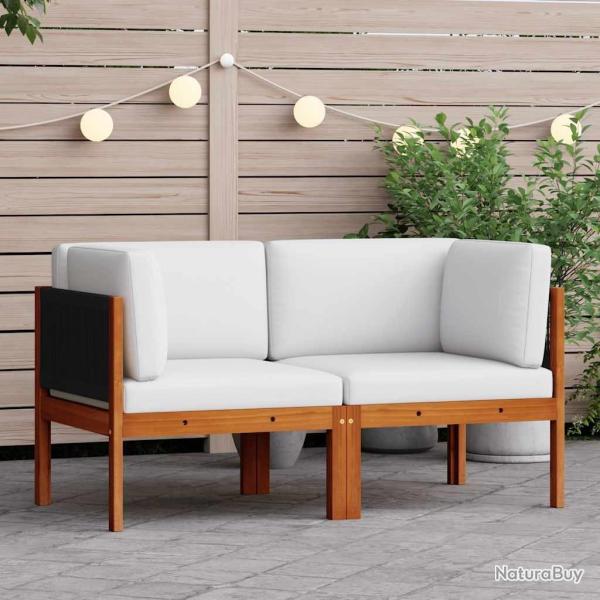 Canap�s d'angle de jardin 2 pi�ces avec coussins Bois d'acacia et corde