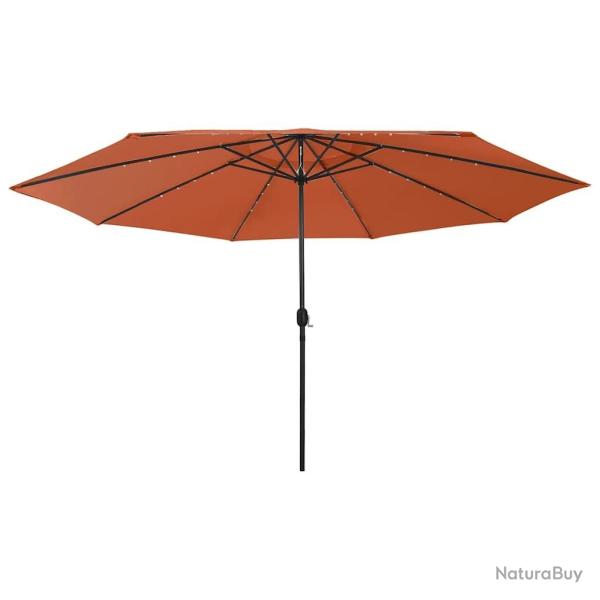 Parasol de jardin avec lumi�res LED et m�t en m�tal terre cuite