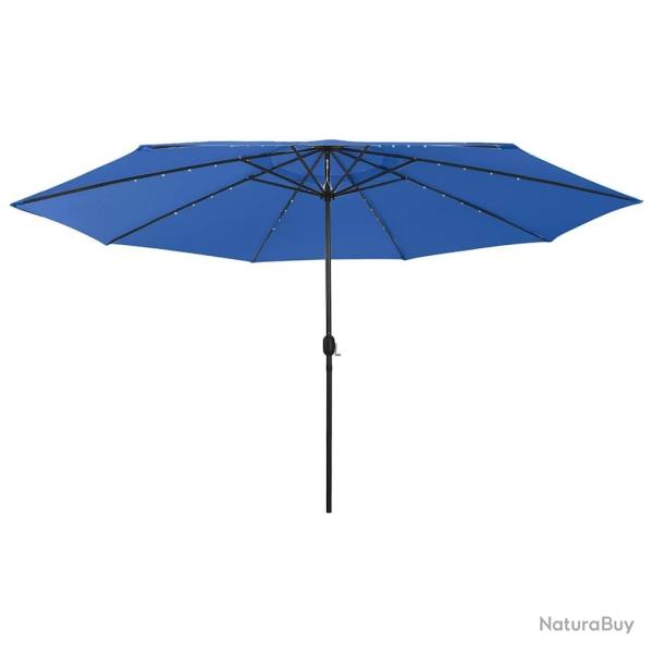 Parasol de jardin avec lumi�res LED et m�t en m�tal bleu azur�