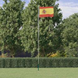 Drapeau de l'Espagne et m&acirc;t 6,08 m Aluminium