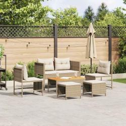 Ensemble de canap&eacute; de jardin 6 pcs Beige et cr&egrave;me polyrotin