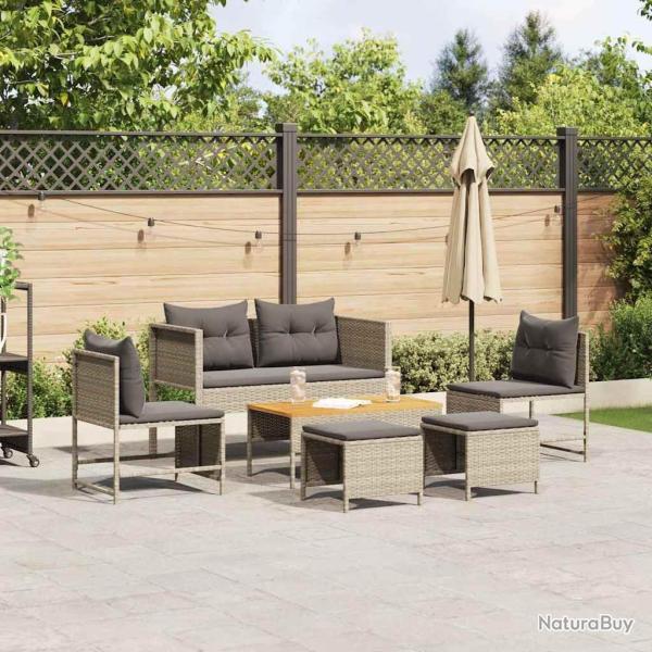 Ensemble de canap� de jardin 6 pcs Gris clair et gris fonc�
