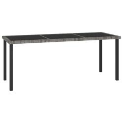 Table &agrave; d&icirc;ner de jardin Gris 180x70x73 cm R&eacute;sine tress&eacute;e