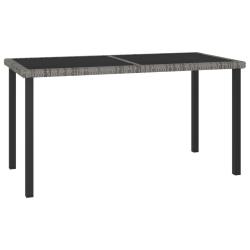 Table &agrave; d&icirc;ner de jardin Gris 140x70x73 cm R&eacute;sine tress&eacute;e