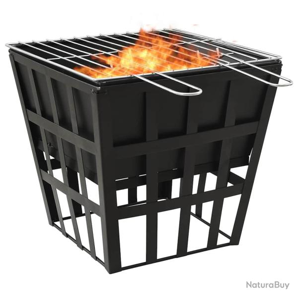 Foyer et barbecue 2 en 1 34x34x48 cm Acier