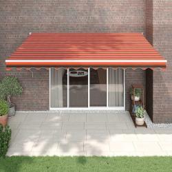 Auvent r&eacute;tractable orange et marron 4,5x3 m tissu et aluminium