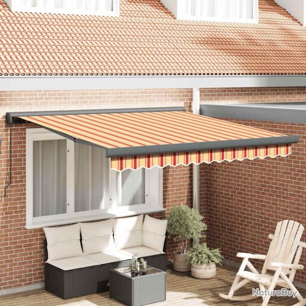 Auvent r�tractable jaune et blanc 3x2,5 m tissu et aluminium