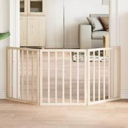 Barri&egrave;re pour chien pliable &agrave; 3 panneaux 150 cm Bois de peuplier