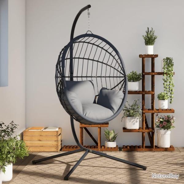 Support de chaise suspendue en forme d'oeuf sans panier noir acier