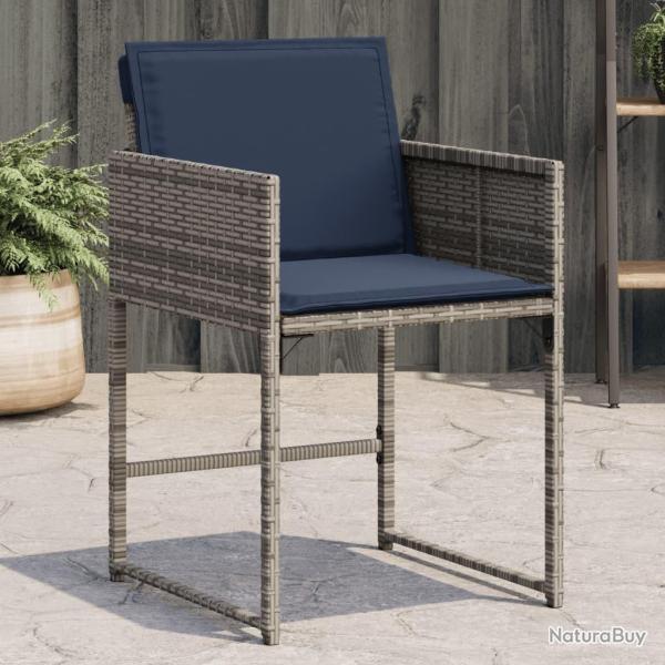 Chaises de jardin avec coussins lot de 4 gris r�sine tress�e