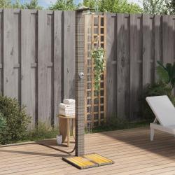 Douche d'ext&eacute;rieur gris 50x55x224 cm r&eacute;sine tress&eacute;e bois acacia