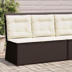 Banc inclinable de jardin avec coussins marron r&eacute;sine tress&eacute;e
