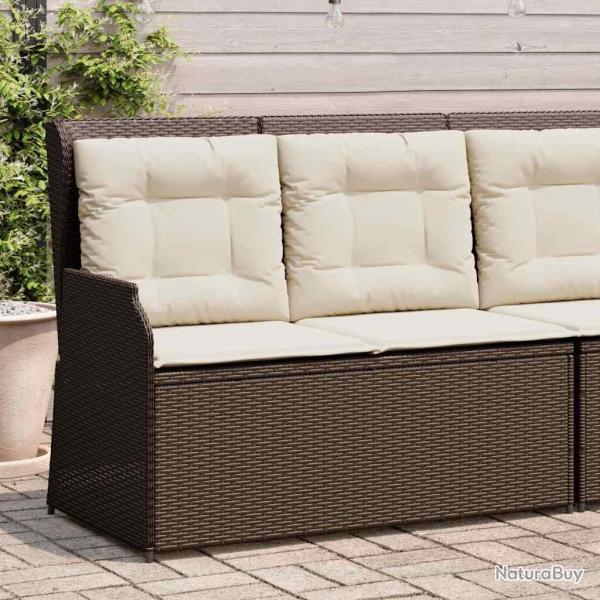 Banc inclinable de jardin avec coussins marron r�sine tress�e