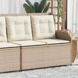 Banc inclinable de jardin avec coussins beige r&eacute;sine tress&eacute;e