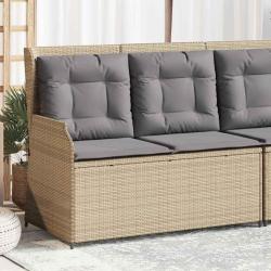Banc inclinable de jardin avec coussins beige r&eacute;sine tress&eacute;e