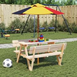 Parasol de jardin pour enfants avec poteau en bois &Oslash;120x140 cm