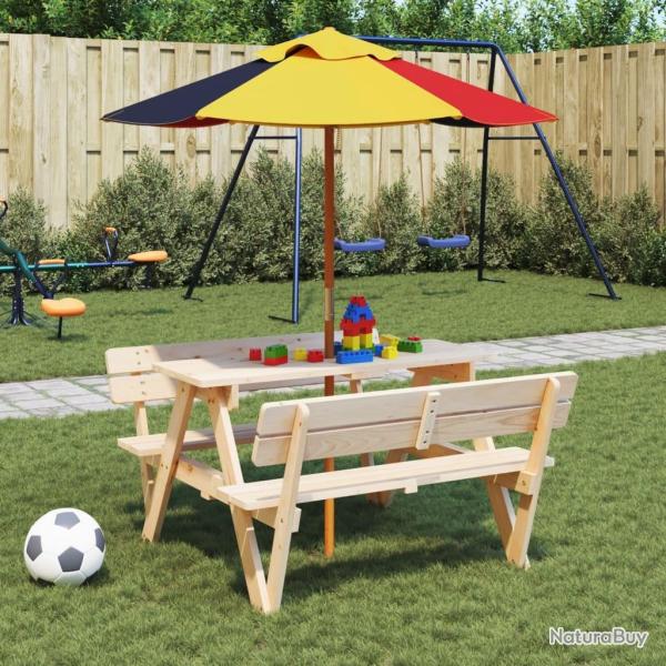 Parasol de jardin pour enfants avec poteau en bois �120x140 cm