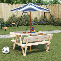 Parasol de jardin pour enfants avec poteau en bois &Oslash;120x140 cm