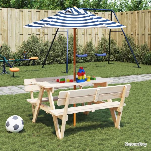 Parasol de jardin pour enfants avec poteau en bois �120x140 cm