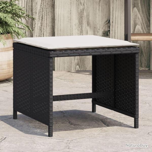 Tabourets de jardin et coussins lot de 4 noir 40x40x35 cm rotin