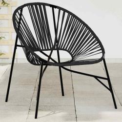 Chaise oeuf de jardin noir r&eacute;sine tress&eacute;e