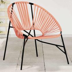 Chaise oeuf de jardin noir et orange r&eacute;sine tress&eacute;e