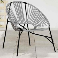 Chaise oeuf de jardin noir et gris clair r&eacute;sine tress&eacute;e