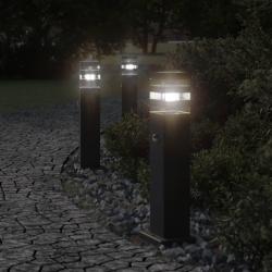 Lampadaire d'ext&eacute;rieur avec capteur noir 50 cm aluminium