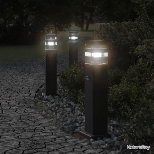 Lampadaires d'ext�rieur avec capteur 3 pcs noir 50 cm aluminium