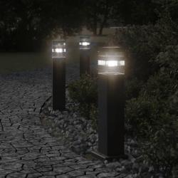 Lampadaires d'ext&eacute;rieur 3 pcs noir 50 cm aluminium