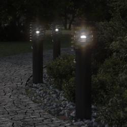 Lampadaire d'ext&eacute;rieur avec capteur noir 60 cm acier inoxydable