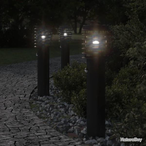 Lampadaire d'ext�rieur avec capteur noir 60 cm acier inoxydable