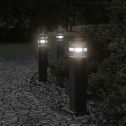 Lampadaires d'ext&eacute;rieur avec sortie 3 pcs noir 50 cm aluminium