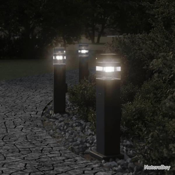 Lampadaires d'ext�rieur avec sortie 3 pcs noir 50 cm aluminium