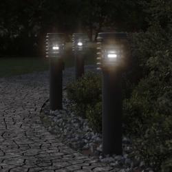 Lampadaires d'ext&eacute;rieur 3 pcs noir 60 cm acier inoxydable