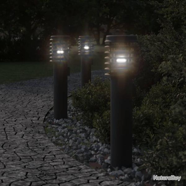 Lampadaires d'ext�rieur 3 pcs noir 60 cm acier inoxydable