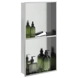 Niche de douche argent&eacute; bross&eacute; 32x62x9 cm acier inoxydable