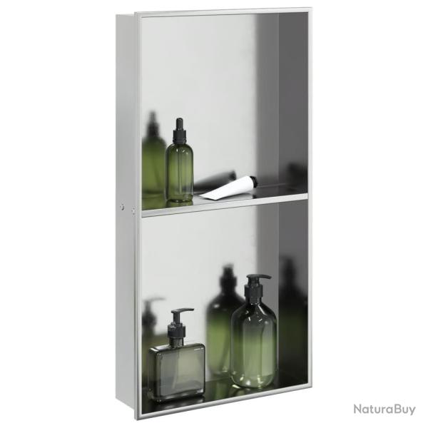 Niche de douche argent� bross� 32x62x9 cm acier inoxydable
