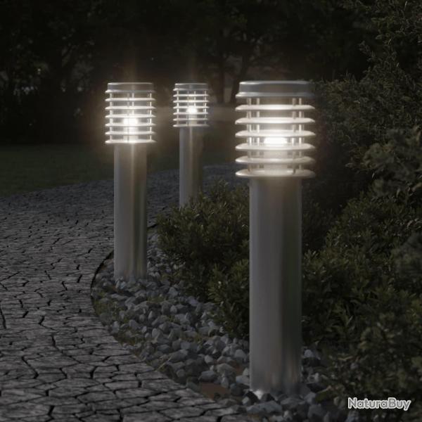 Lampadaires d'ext�rieur 3 pcs argent� 60 cm acier inoxydable