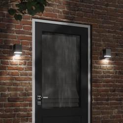 Appliques murales d'ext&eacute;rieur 2 pcs noir acier inoxydable