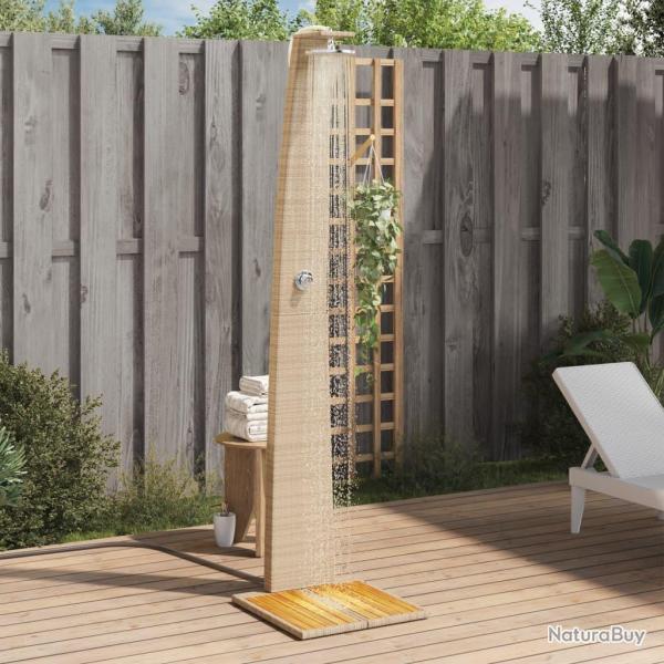 Douche d'ext�rieur beige 55x60x224cm r�sine tress�e bois acacia