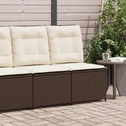 Canap&eacute; inclinable de jardin avec coussins marron r&eacute;sine tress&eacute;e