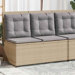 Banc inclinable de jardin avec coussins beige r&eacute;sine tress&eacute;e