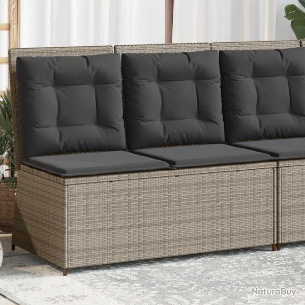 Banc inclinable de jardin et coussins gris clair r�sine tress�e