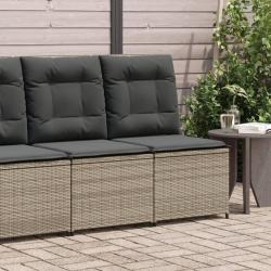 Canap&eacute; inclinable de jardin avec coussins gris r&eacute;sine tress&eacute;e