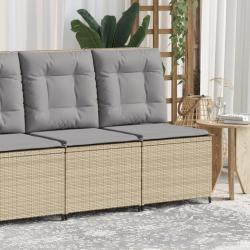 Canap&eacute; inclinable de jardin avec coussins beige r&eacute;sine tress&eacute;e