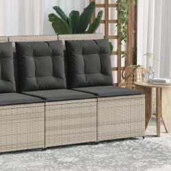 Canap&eacute; inclinable de jardin coussins gris clair r&eacute;sine tress&eacute;e