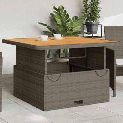 Table de jardin gris 110x110x71 cm R&eacute;sine tress&eacute;e bois d'acacia