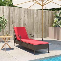 Transat avec coussin Marron 63 x 200 x 81 cm polyrotin