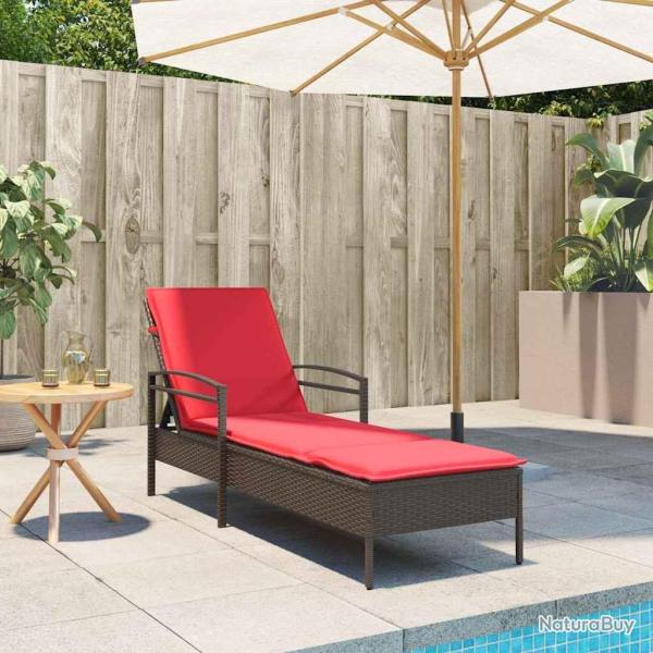 Transat avec coussin Marron 63 x 200 x 81 cm polyrotin